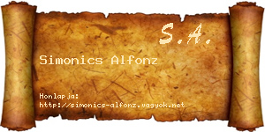 Simonics Alfonz névjegykártya